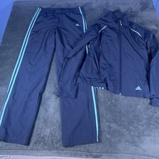 Y2K Adidas Windbreak Track Suit Blue Triple Striped Women  s Size Medium