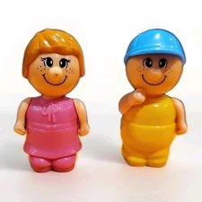 Vintage My Happy Town Boy & Girl 2" Figure - Blue Box Toys 1990 Playmates Bundle