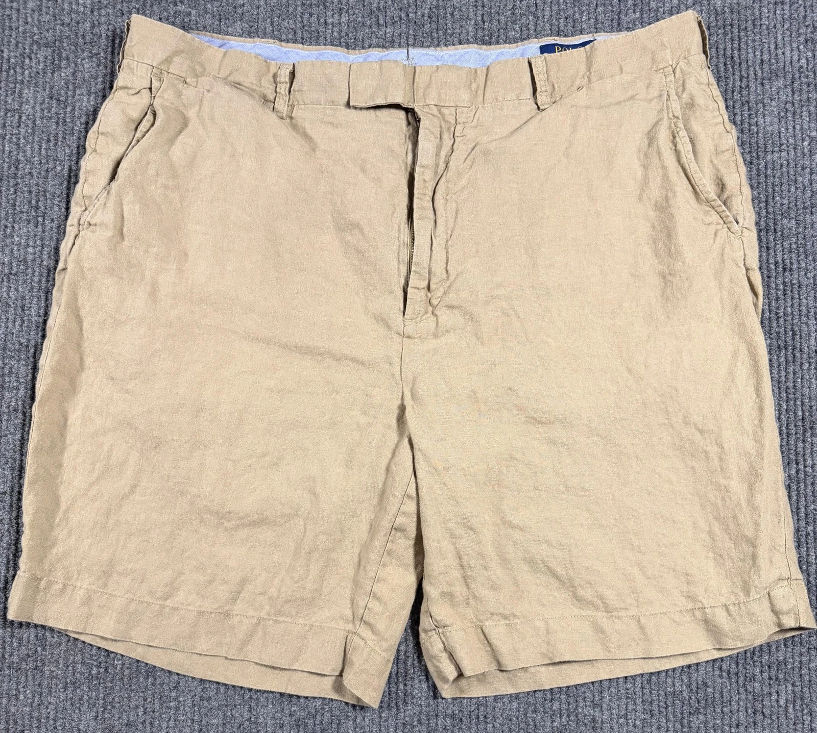 Polo Ralph Lauren Shorts Mens 38 Linen Classic Fit 9" Chino Summer Beige Khaki
