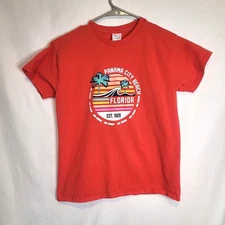 Delta Apparel Vintage Youth Panama City Florida Red Cotton T-Shirt Size Large