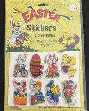 Vintage 80’s EASTER 3 Dimensional  Puffy Sticker Sheet - New