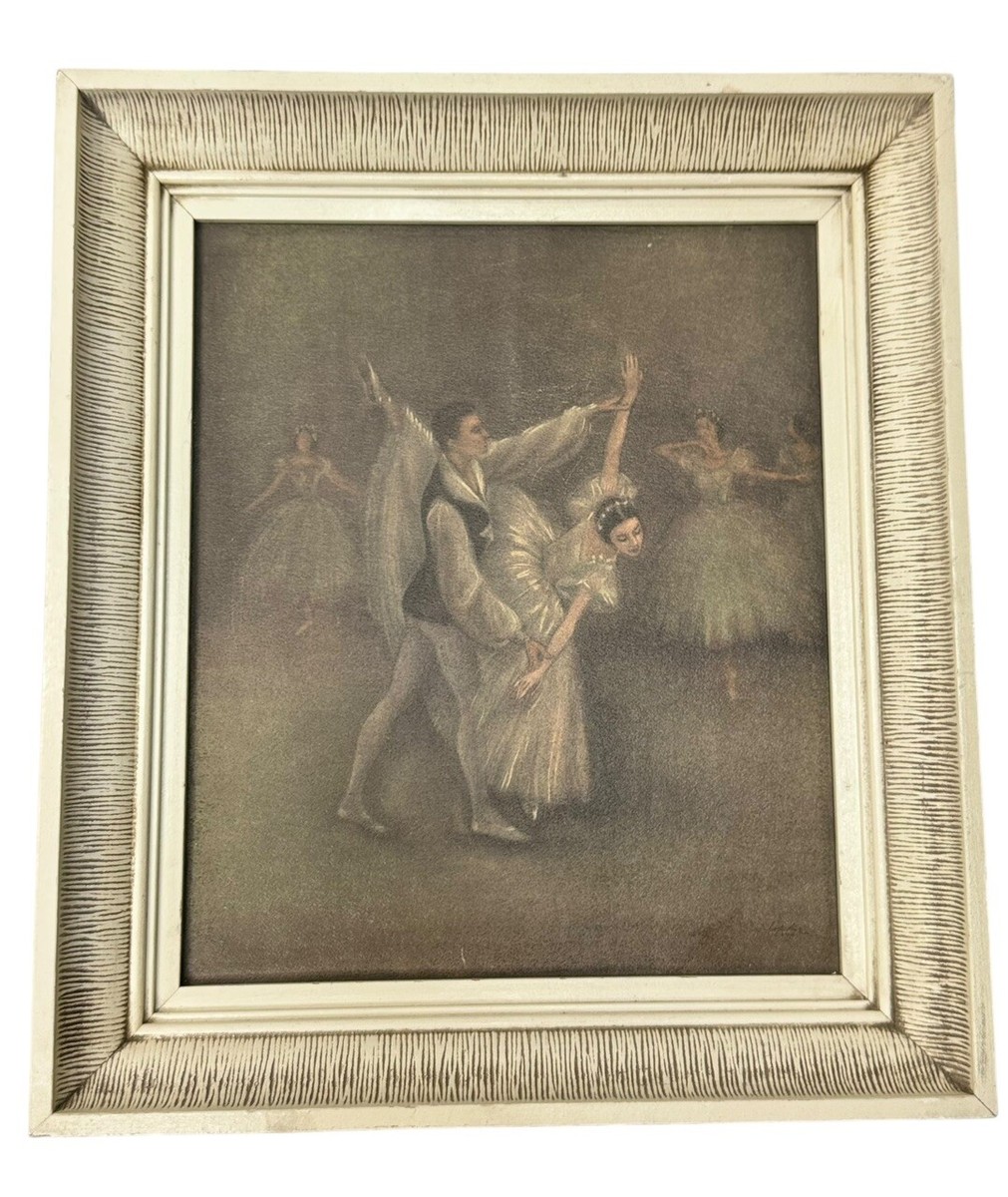 VNTG Dancing Ballerinas Prints Lithographs by Sophie Framed Set Of