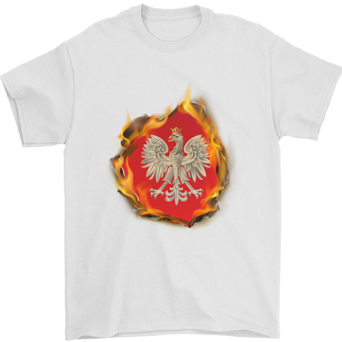 The of Polish Flag Fire Effect Poland Mens T-Shirt 100% Cotton_voghion.com
