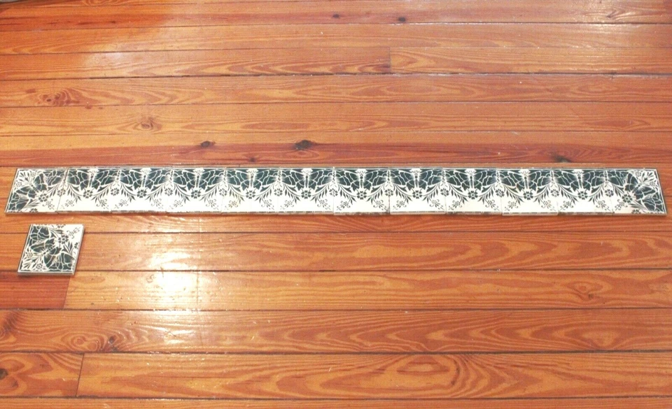 Antique Saint Armand Nord & Hamage Art Nouveau Butterfly Tile Fireplace Frame - Image 4 of 4