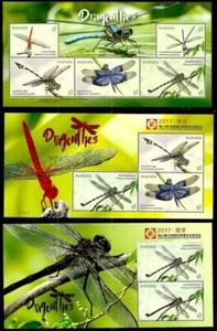 Australia/China Dragon Flies Mini Sheet Issue with Stock Sheet