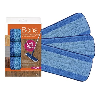 Bona Cleaning Products Reusable Mop Refill Multi Surface Microfiber Cleaning-3ct