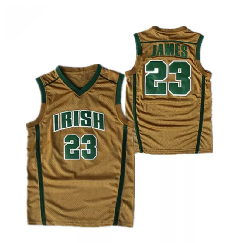 Lot Detail - LeBron James St. Mary - St. Vincent Fighting Irish High School  Game Used Gold Jersey & Shorts