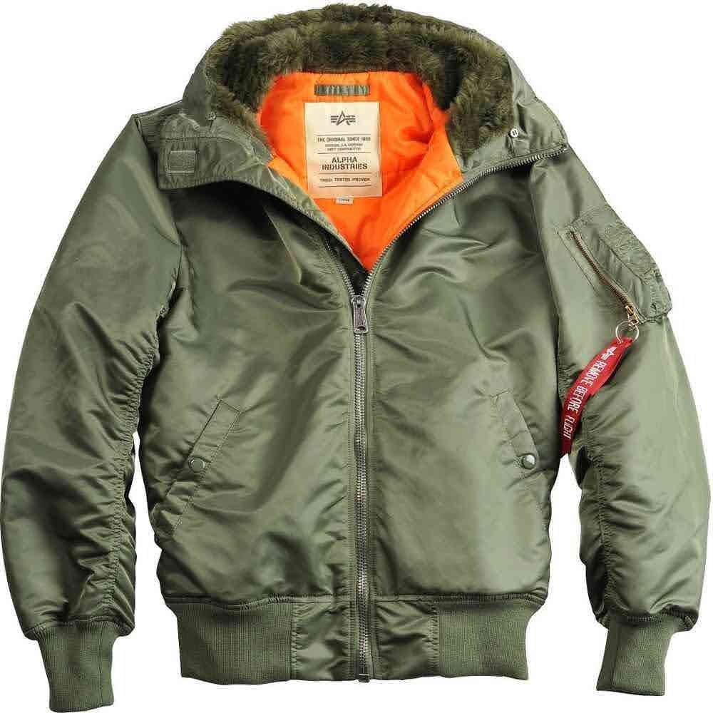 Alpha Industries MA-1 Chaqueta bomber con capucha forrada cálida verde salvia S