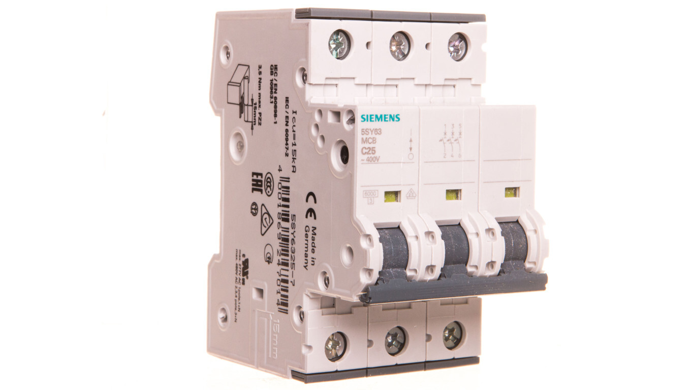 Circuit breaker 3P C 25A 6KA AC 5SY6325-7 /T2UK