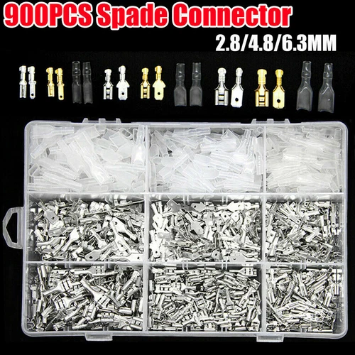900-tlg Flachsteckhülsen Flachstecker Sortiment Set Kabelschuhe Quetschverbinder - Bild 2 von 32