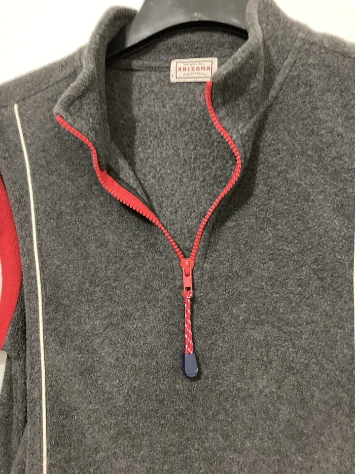 Arizona Boys M Gris Rojo Blanco 3/4 Cremallera Sudadera Poliéster Foto 2 de 3