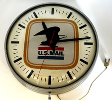 Vintage 60s Post Office Wall Clock - U.S. Mail USPS - Simplex 14", Model 507-174