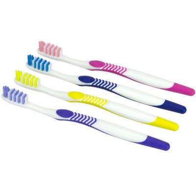 Plak Smacker E-Delux Toothbrush, 40-Tuft, Assorted, 144/Box