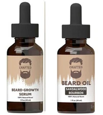 2 Beard Oil by Crafted Beards - Beard Oil Conditioner - Unscented & Sandalwood