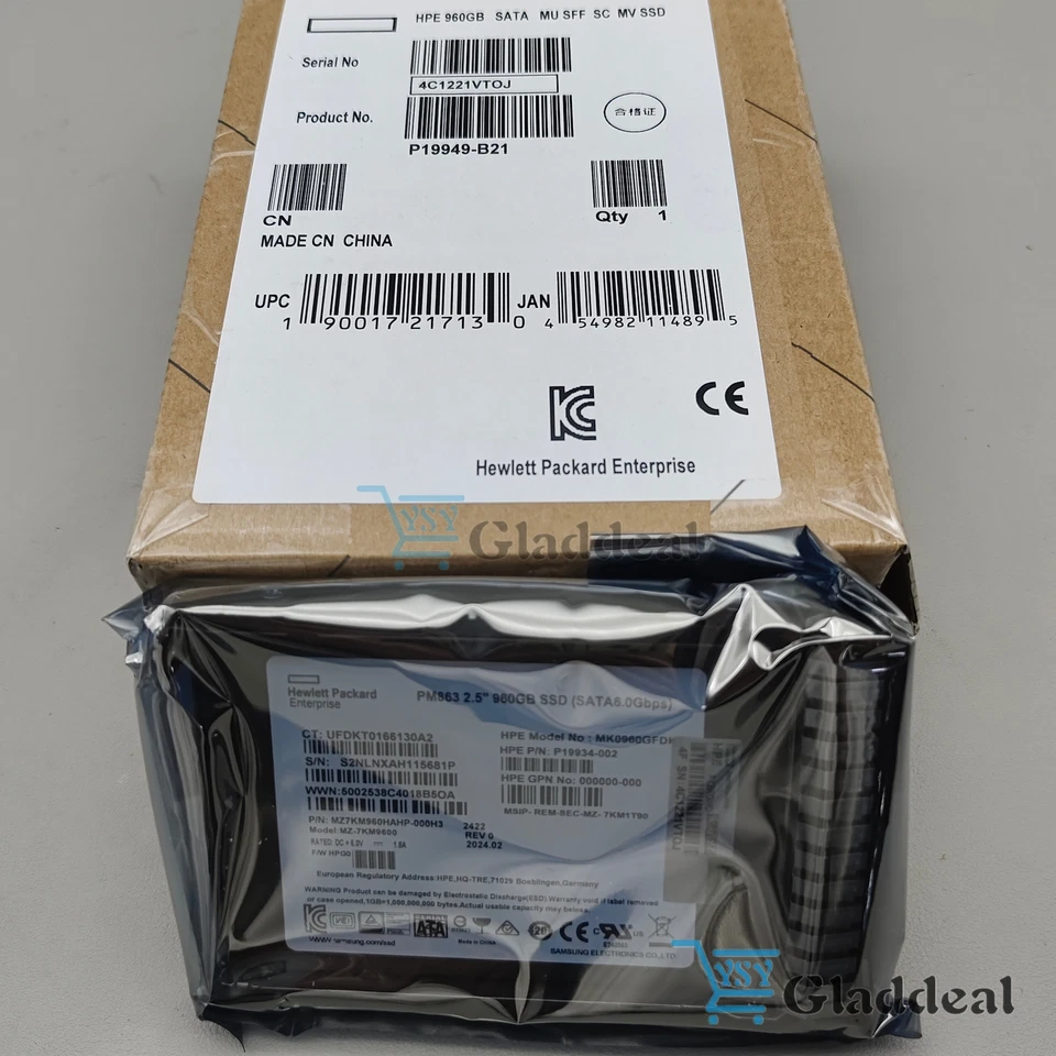 P19949-B21 P21089-001 HPE 960GB SATA 6G MU 2.5" SFF SC DS SSD HPE Retail NEW - Image 4 of 4