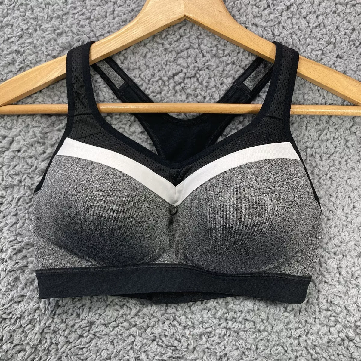 Champion Wireless Padded Sports Bra Black Gray White Molded Cup