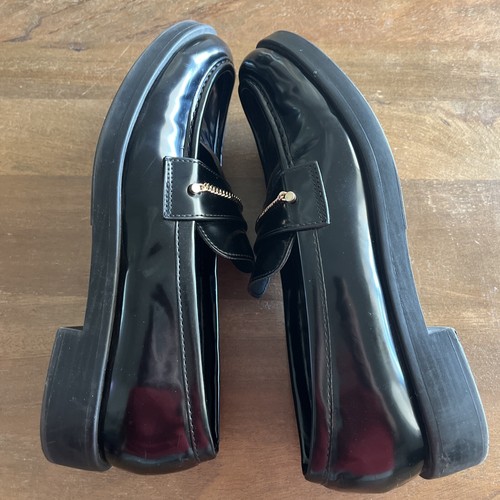Zara Slip on Moccasin Loafer Dress Shoes Black Patent w/Chain Mens 7.5 EUR 40 - Picture 11 of 11