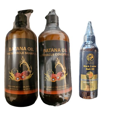 The Miracle Oil Batana Oil Shampoo, Conditioner und schwarzes Rizinushaaröl 