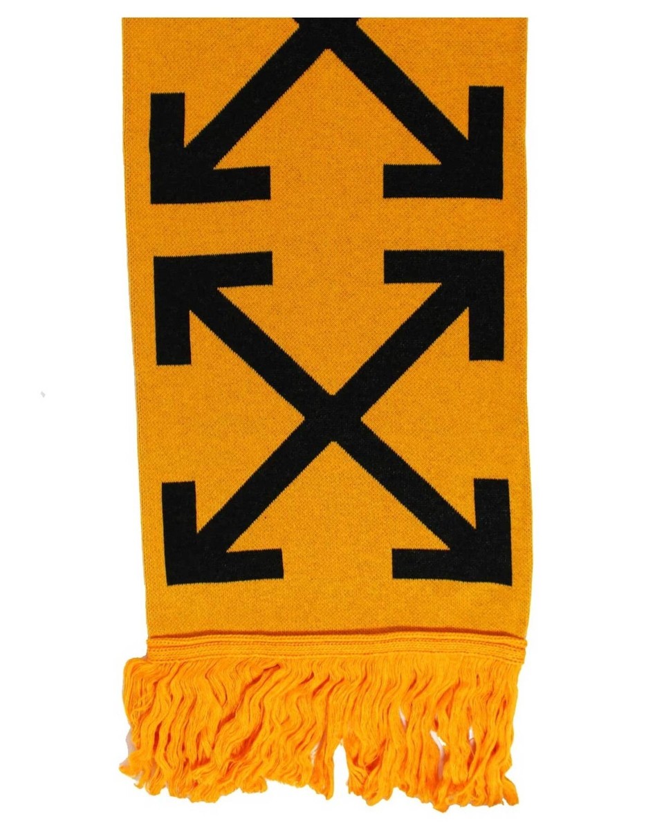 NEW NWT Off-White Scarf Shawl Orange Black Logo Design Wool