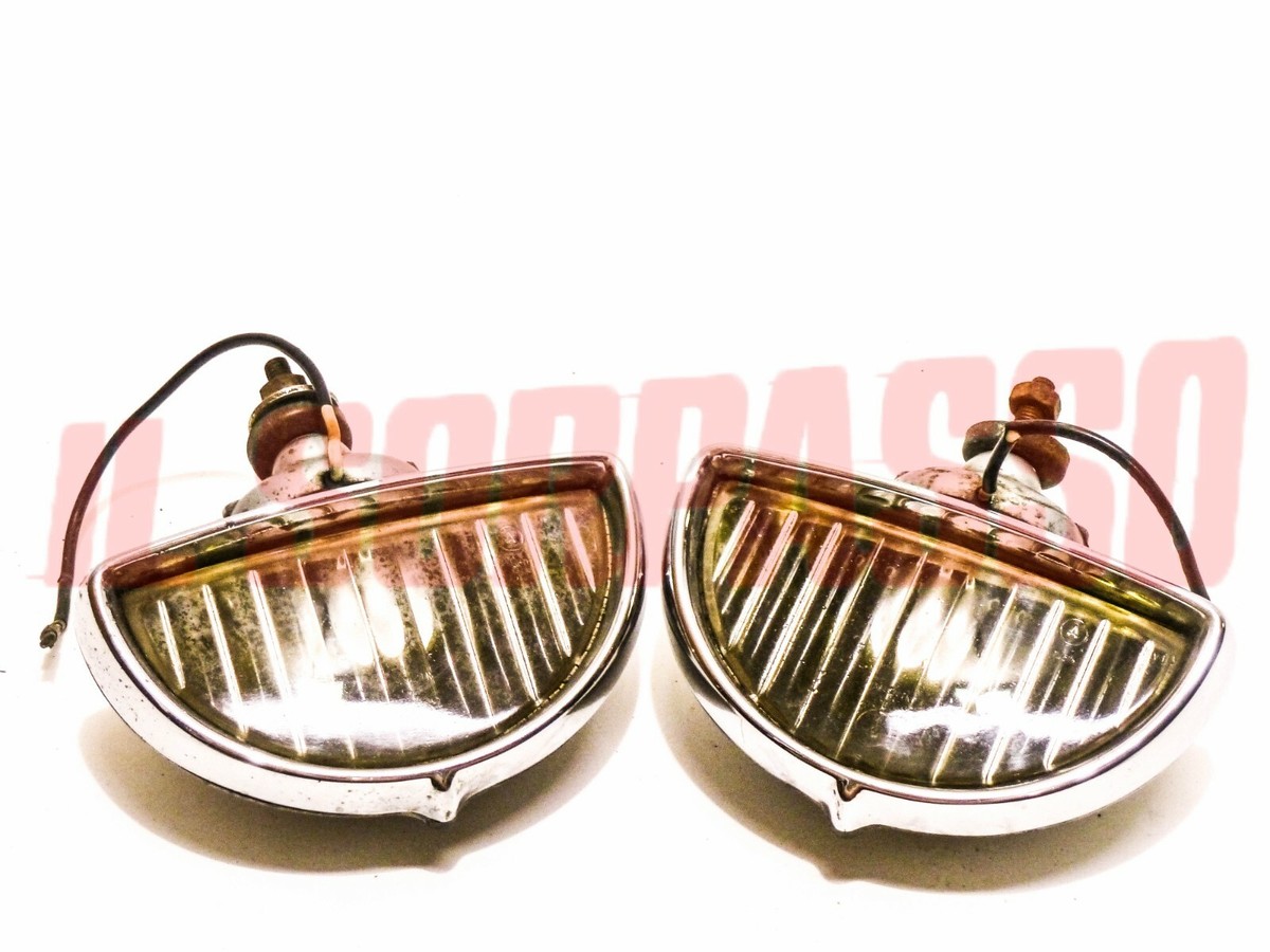 Pair Fog Lights Carello 50 60 Half Moon Fiat 500 600 Lambretta | eBay