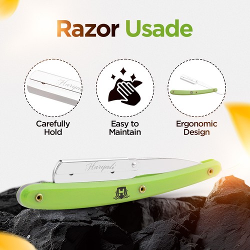 Durable Cut Throat Razor, Shavette, Plastic Handle, Barber Straight Razor, Green - Picture 6 of 9