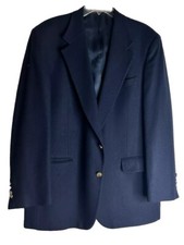 Vintage Sport Jacket Navy Gold Buttons Wool Botany 500 USA See Measurements