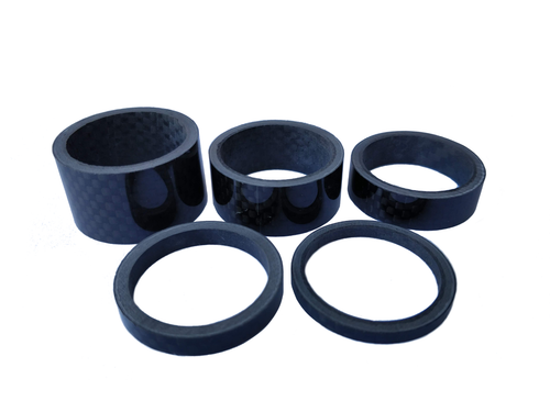 Set of 5 Carbon Fibre headset spacers, 1 1/8", 20/15/10/5/3mm - Picture 2 of 2