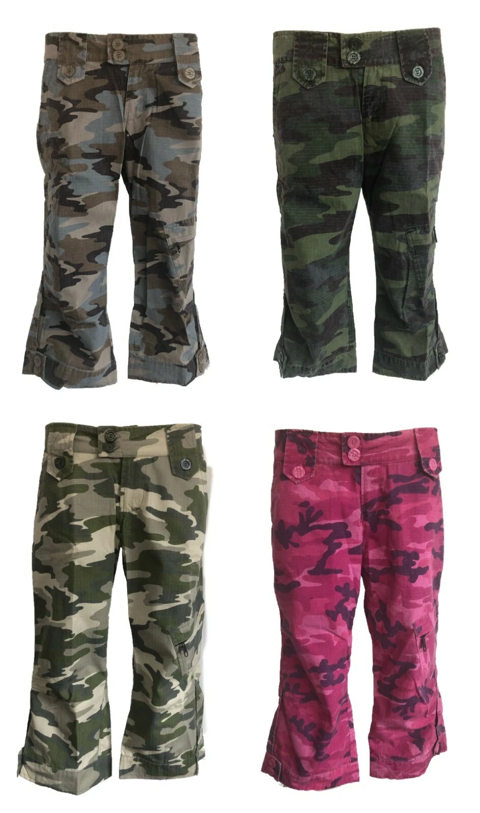 100% Cotton Camo Design Cargo 3/4 Capri Shorts Trousers Army
Opens in a new window or tab