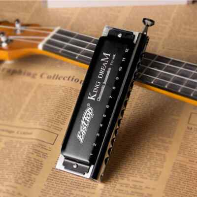 Chromatische Mundharmonika Tonart C-Harfe Mundharmonika 12Loch 48Ton Geschenk DE