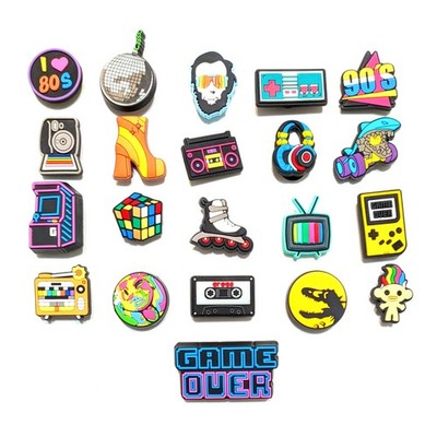 RETRO SHOE CHARMS (Pack of 21) Themed Love the 80s and 90s Gift - Fits Crocs