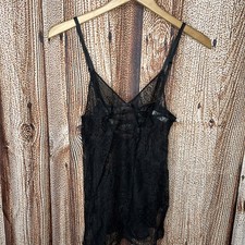 Victoria's Secret Black Lace Chemise Slip Lingerie Size XS