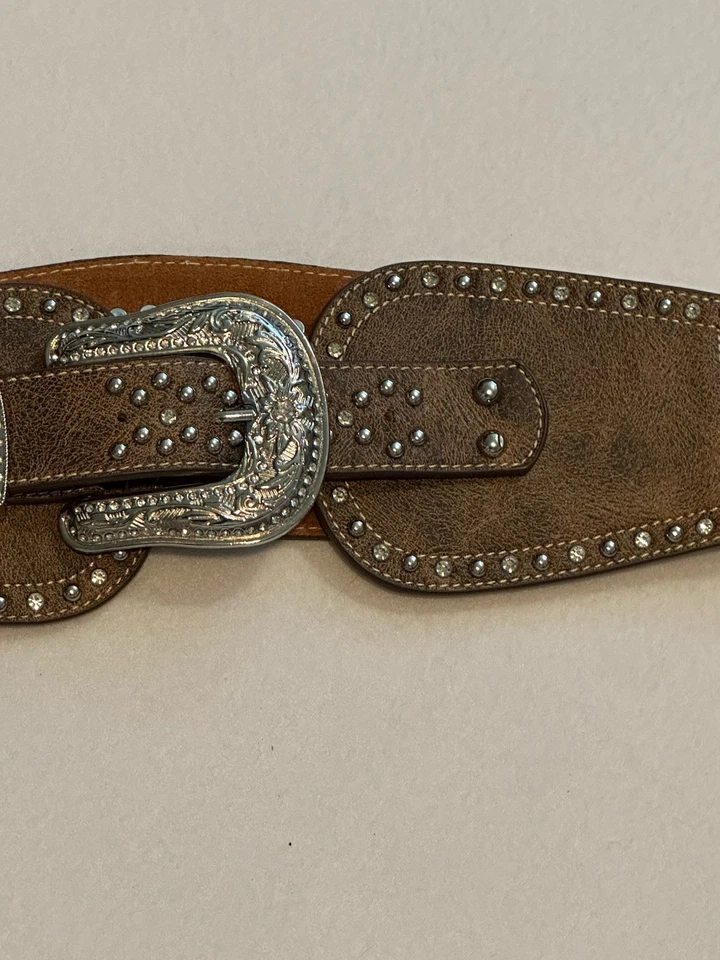 Cinto feminino Montana West estampa de cavalo elástico prata metal strass XL 34-36 - Imagem 4 de 4
