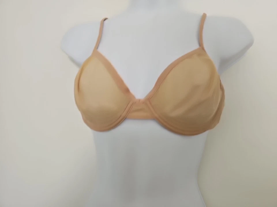 Sujetador con aros sin forro transparente Calvin Klein talla 36B beige ajuste. Correas de espagueti Foto 3 de 4