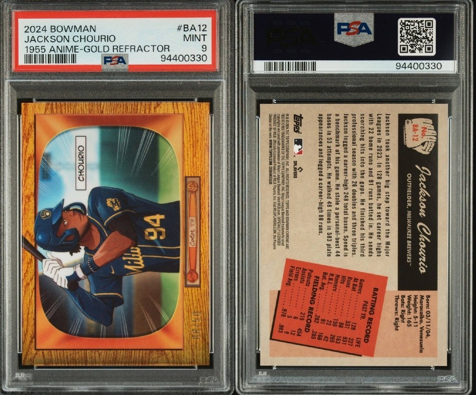 2024 Bowman - '55 Bowman Anime Jackson Chourio #BA-12 Gold Refractor #8/50 (RC)