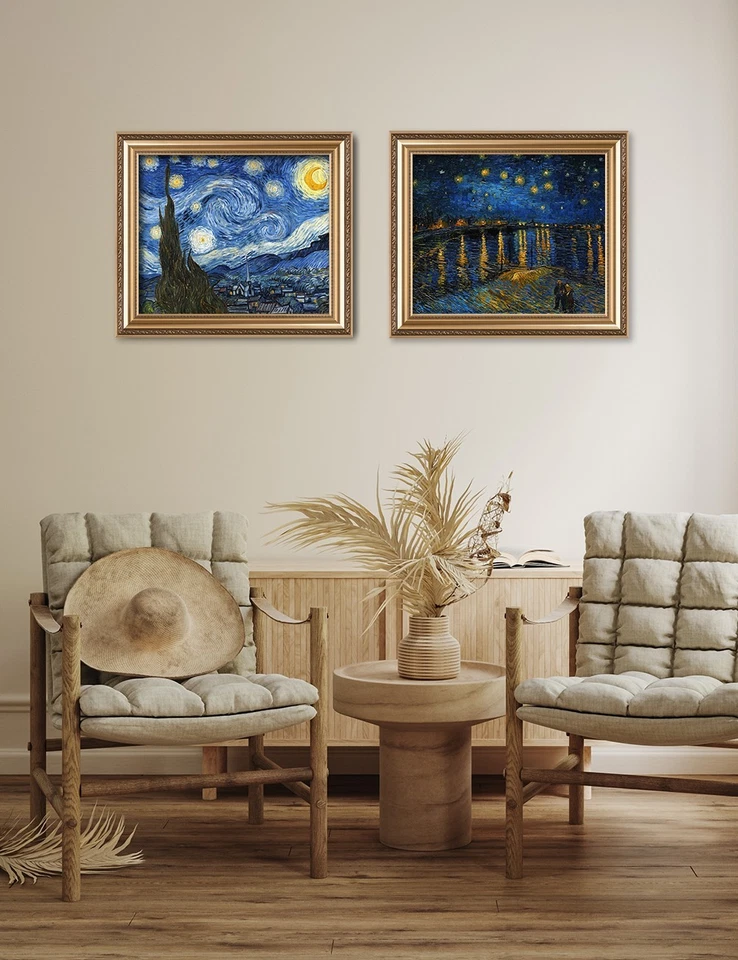 DECORARTS- Starry Night &Starry Night Over the Rhone, Framed Canvas Wall Art Set - Image 4 of 4