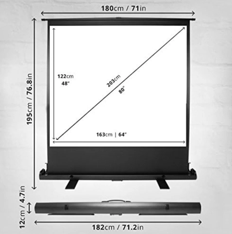 Duronic FPS80/43 - 80" Portable Floor Projection Screen - Image 2 of 4