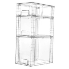 3 Pack Clear Stackable Storage Drawers,Easy to 1 Large 1 Medium 1 Small