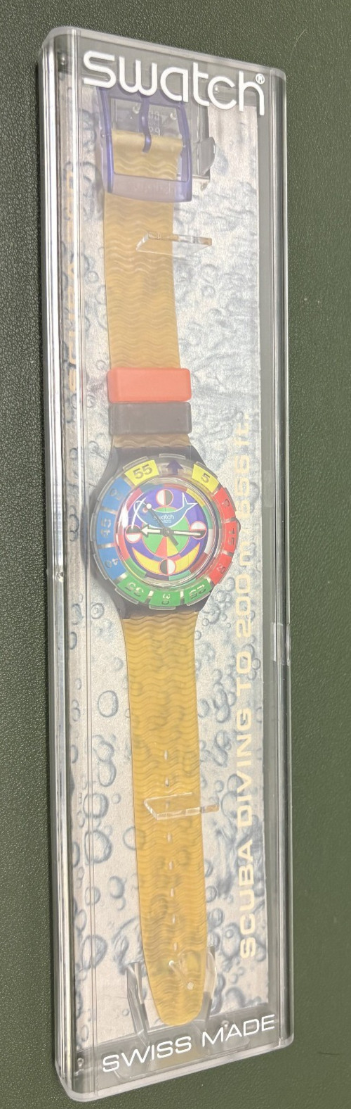 IN ORIGINAL BOX Vintage 1994 Swatch Scuba 200 Watch Color Wheel Model SDV101