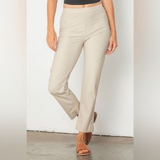 IC Collection by Connie K Oyster Ankle Slim Pants Tan Khaki Medium