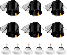 6 Pack 4 Inch Remodel Recessed Housing, Air Tight Can Lights for Ceiling