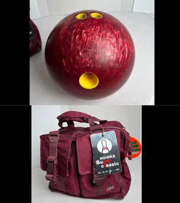 Vintage Bowling Ball & Vintage Red Maroon Langle Bag 80s 90s 8U4U082 Dyno-Thane?