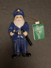 Kurt S. Adler Ceramic Santa Claus Police Officer 3.5" inch Christmas Ornament