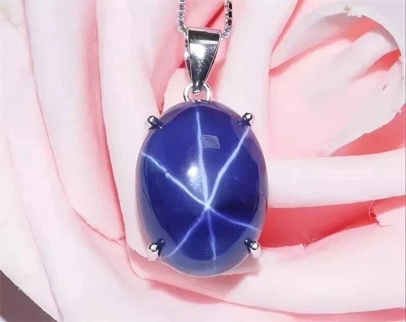 14.25 Ct Certified Natural Blue Star Sapphire 925 Solid Silver Pendant Gemstone