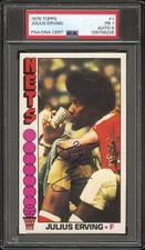 1976 TOPPS #1 JULIUS ERVING PSA 1 AUTO 9