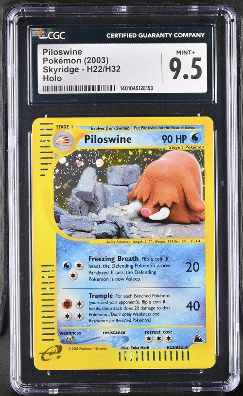 2003 Pokémon Skyridge Piloswine H22/H32 Holo CGC 9.5 MINT+ Swirl