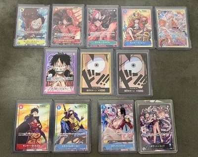 One Piece TCG Lot 21 Cards   Gold Don!! Luffy, AA Leader Luffy, Boa PL, etc.