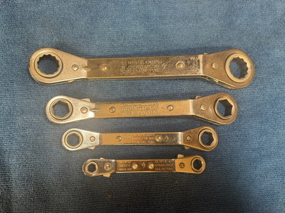 #ad #ad Craftsman USA 12 Point SAE Ratcheting Offset Box Wrench Set Of 4. Lightly Used $29.97