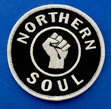 NORTHERN SOUL IRON ON PATCH - NORTHERN SOUL - BLACK - 85MM DIA