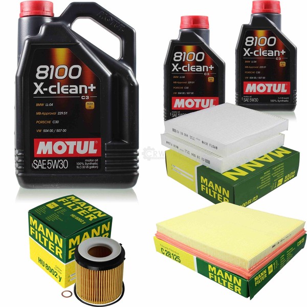 Mann Inspektionspaket 7L Motul 8100 X-Clean+ 5W-30 FüR BMW F25 Xdrive35I-image