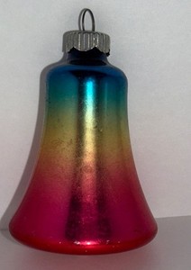 Shiny Brite Blue Gold Pink Fade OMBRE 2.75” BELL  Ornament
